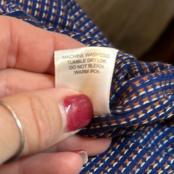 Johnston & Murphy Blue Orange Dot  Long Sleeve Button Down Dress shirt size XXL - Picture 8 of 8